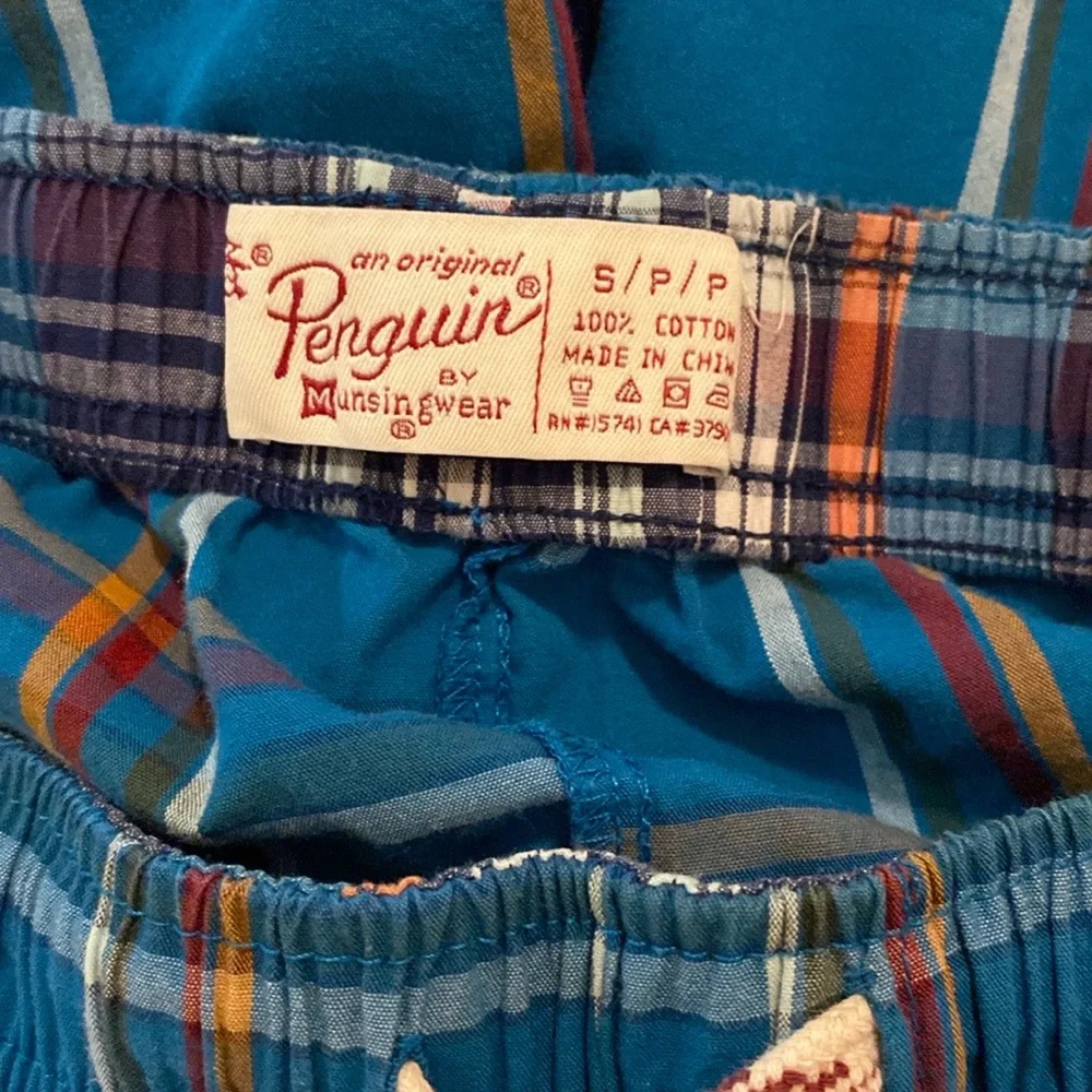 Original Penguin Blue Plaid Lounge/Pajama Pants Size Small 100% Cotton